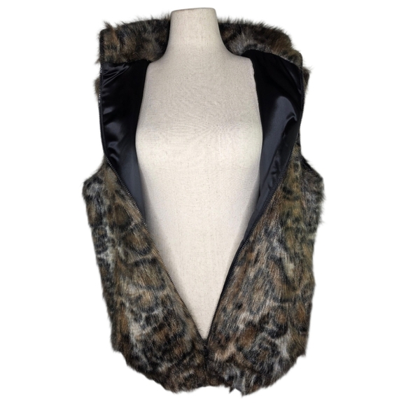 Vintage Faux Fur Animal Print Vest Kathleen for Sweet Herb Made in USA 70s 80s - Picture 7 of 11